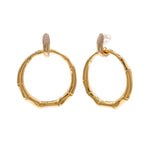 JAY FEDER 14K YELLOW GOLD DIAMOND LARGE OPEN HOOP DANGLE EARRINGS