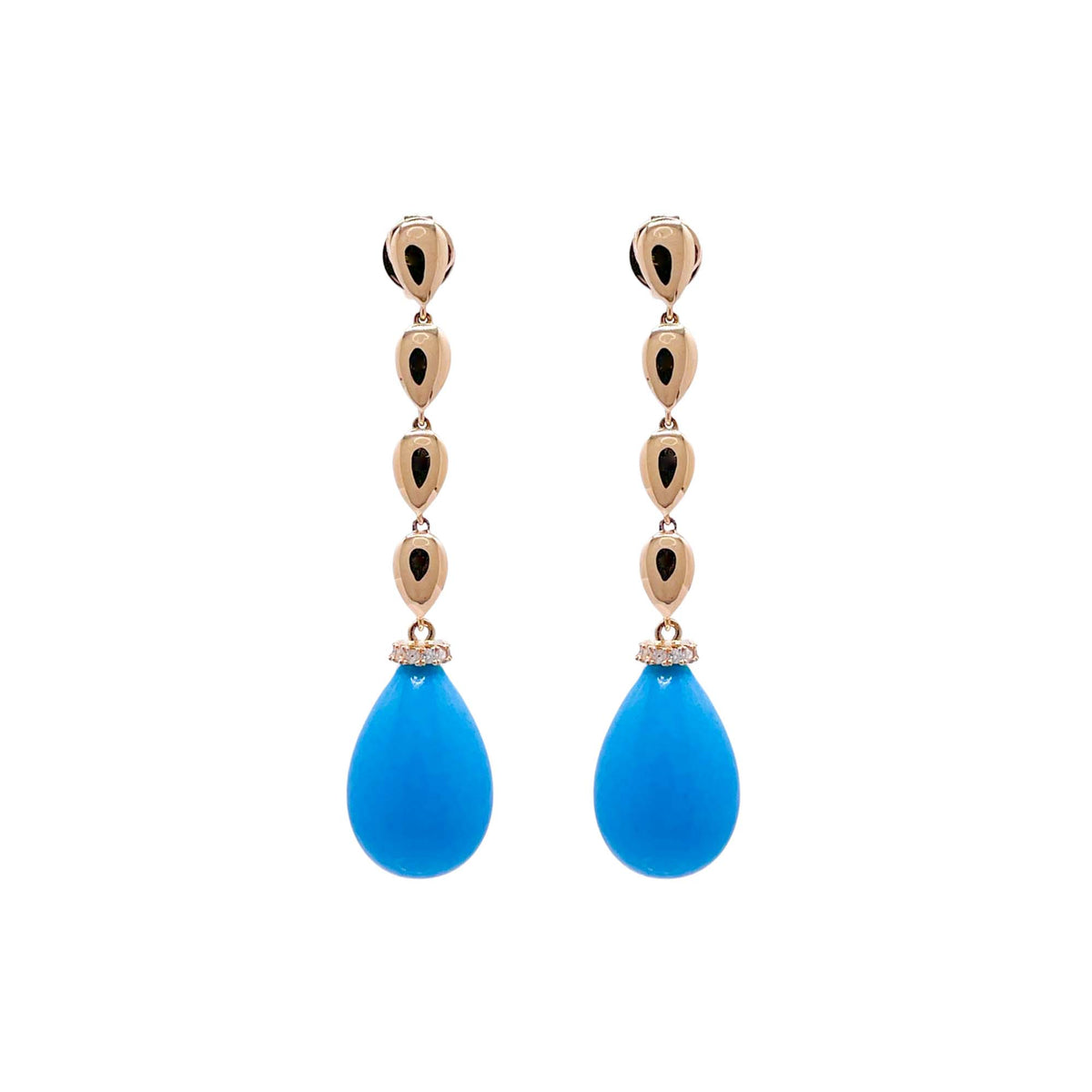 Jay Feder 14k Yellow Gold Turquoise Diamond Drop Dangle Earrings