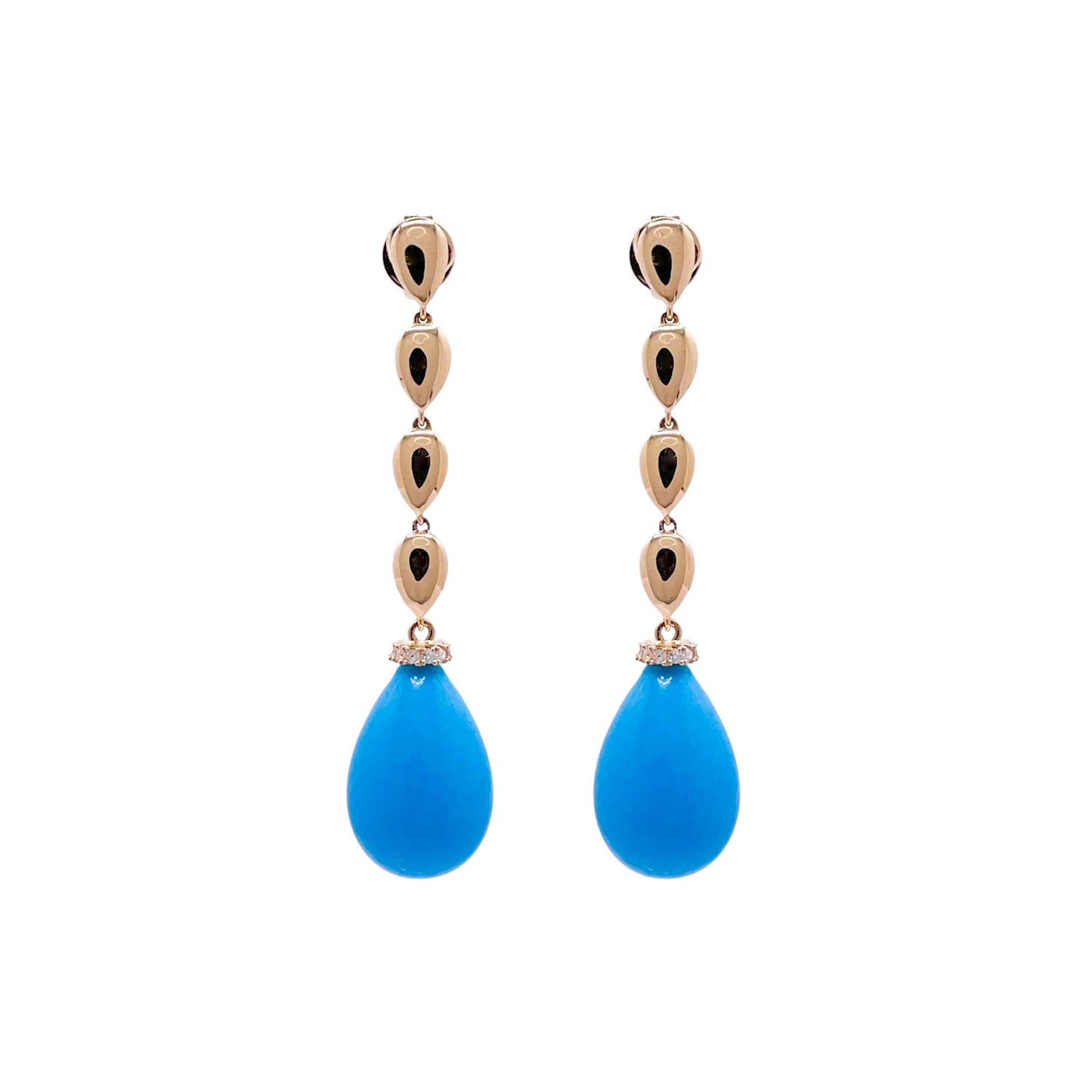 Jay Feder 14k Yellow Gold Turquoise Diamond Drop Dangle Earrings