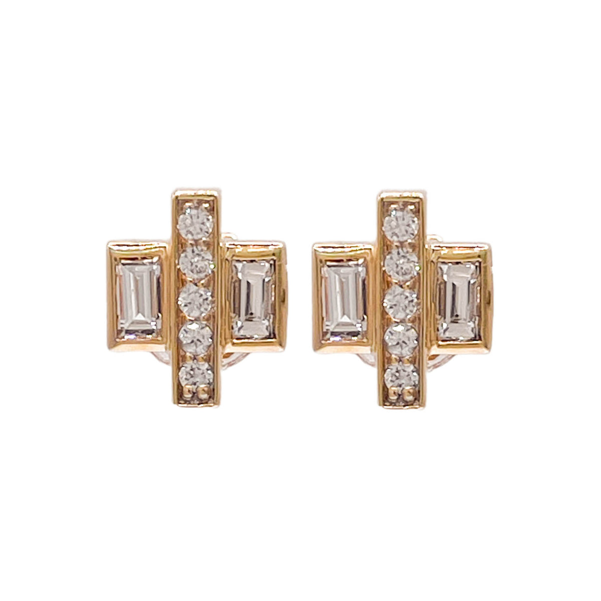 Jay Feder 14k Yellow Gold Diamond Stud Earrings