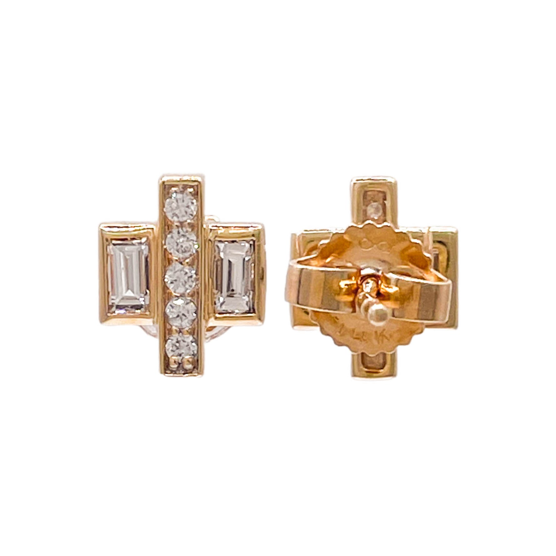 Jay Feder 14k Yellow Gold Diamond Stud Earrings