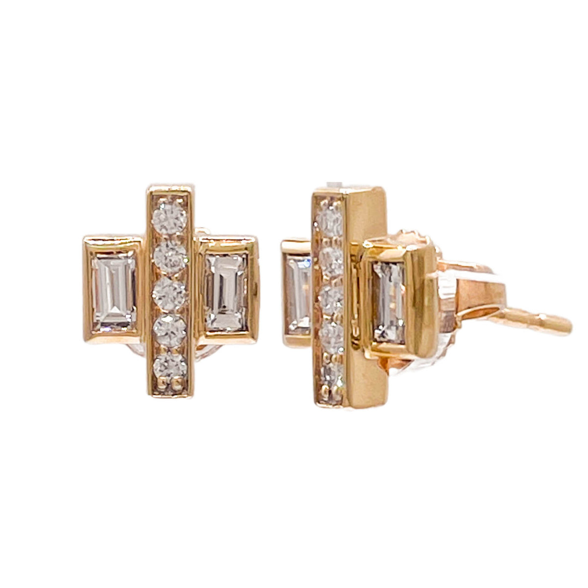 Jay Feder 14k Yellow Gold Diamond Stud Earrings