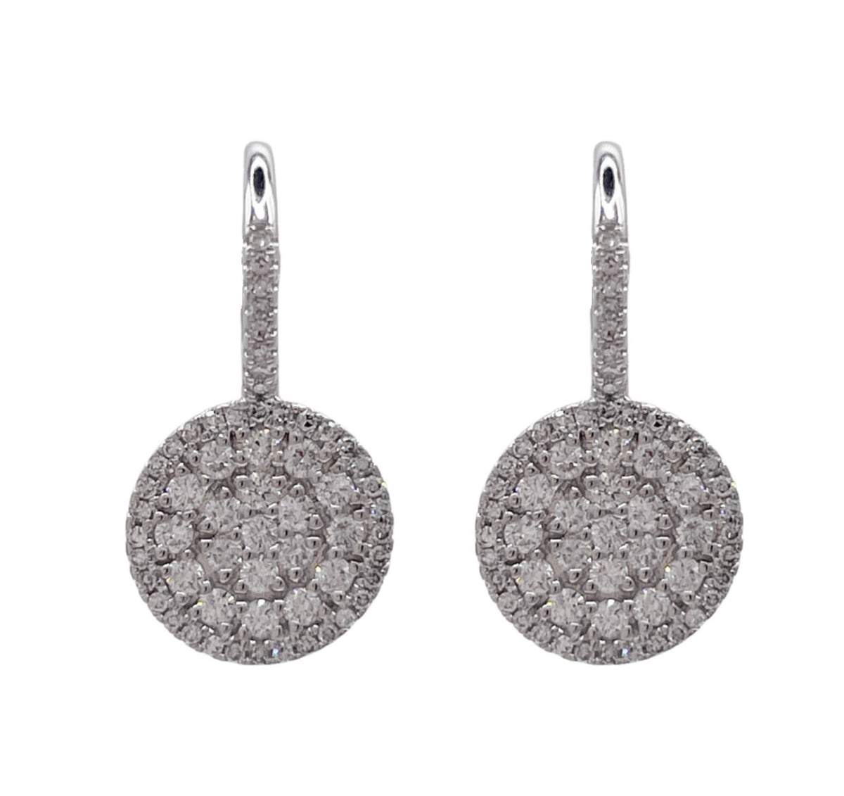 JAY FEDER 14K WHITE GOLD DIAMOND PAVE CIRCLE EARRINGS
