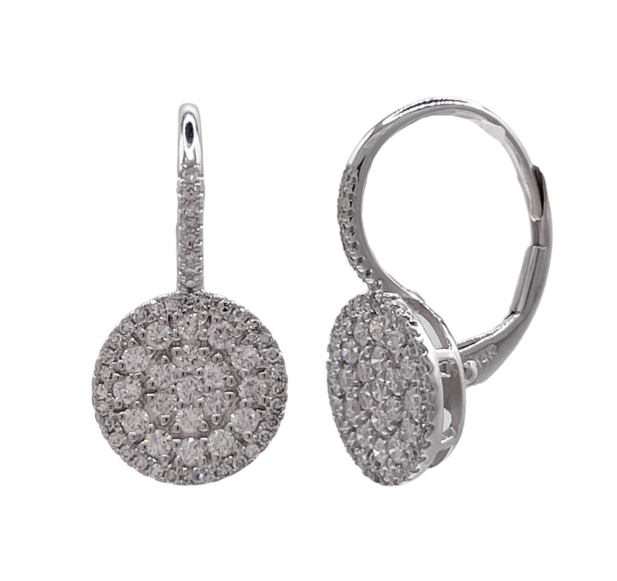 JAY FEDER 14K WHITE GOLD DIAMOND PAVE CIRCLE EARRINGS