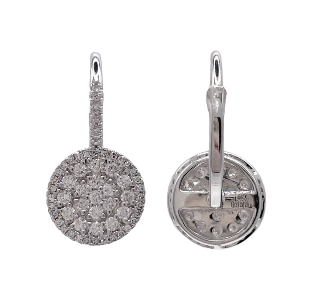 JAY FEDER 14K WHITE GOLD DIAMOND PAVE CIRCLE EARRINGS