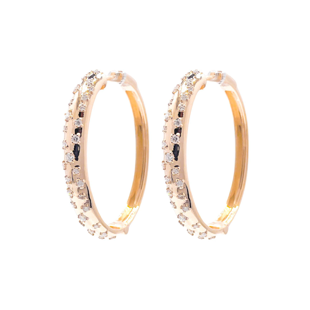 Jay Feder 14k Yellow Gold Diamond Hoop Earrings 