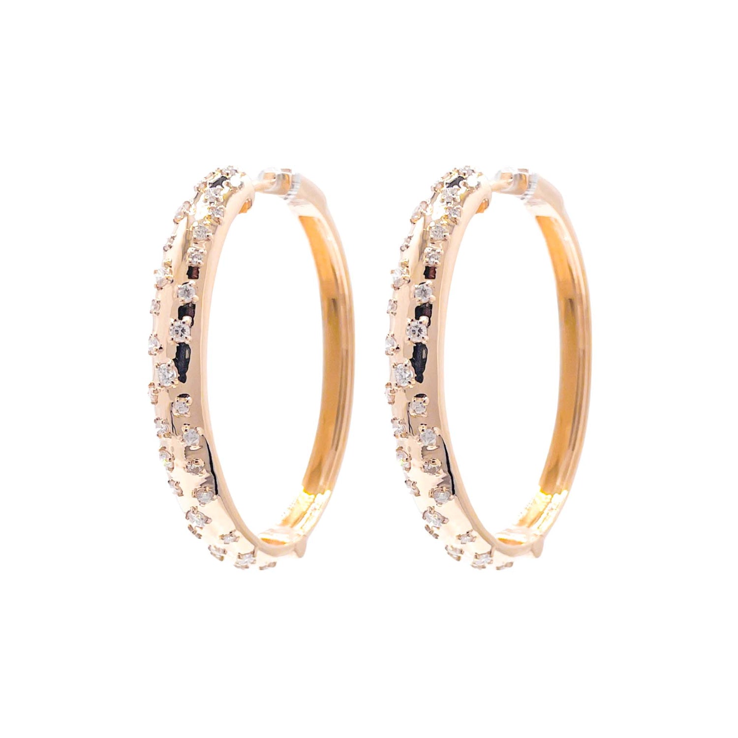 Jay Feder 14k Yellow Gold Diamond Hoop Earrings 