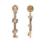 JAY FEDER 14K YELLOW GOLD DIAMOND ROW HOOP EARRINGS
