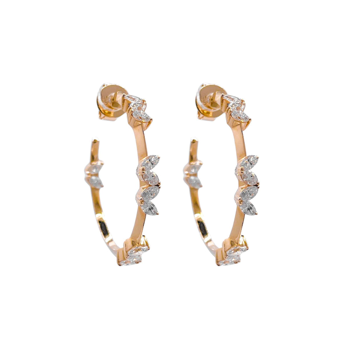 Jay Feder 14k Yellow Gold Diamond Hoops Earrings