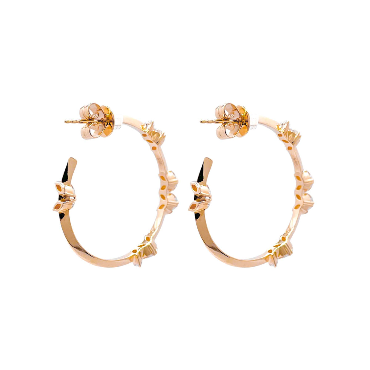 Jay Feder 14k Yellow Gold Diamond Hoops Earrings