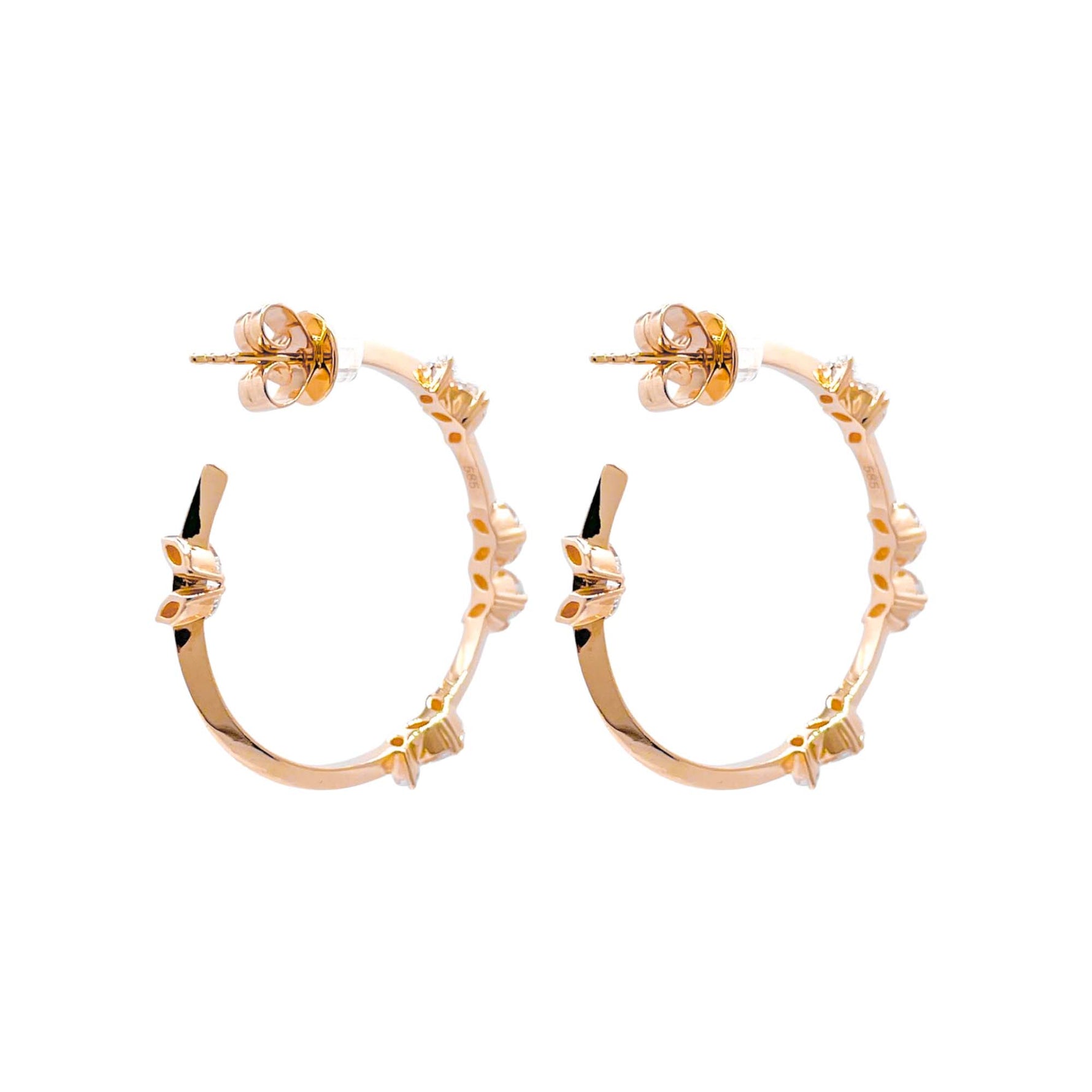 Jay Feder 14k Yellow Gold Diamond Hoops Earrings