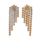 JAY FEDER 14K YELLOW GOLD DIAMOND BEZEl 5 LINES DANGLE EARRINGS