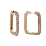 Jay Feder 14k Yellow Gold Diamond Rectangular Hoop Earrings