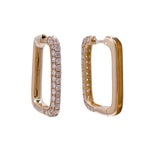 Jay Feder 14k Yellow Gold Diamond Rectangular Hoop Earrings