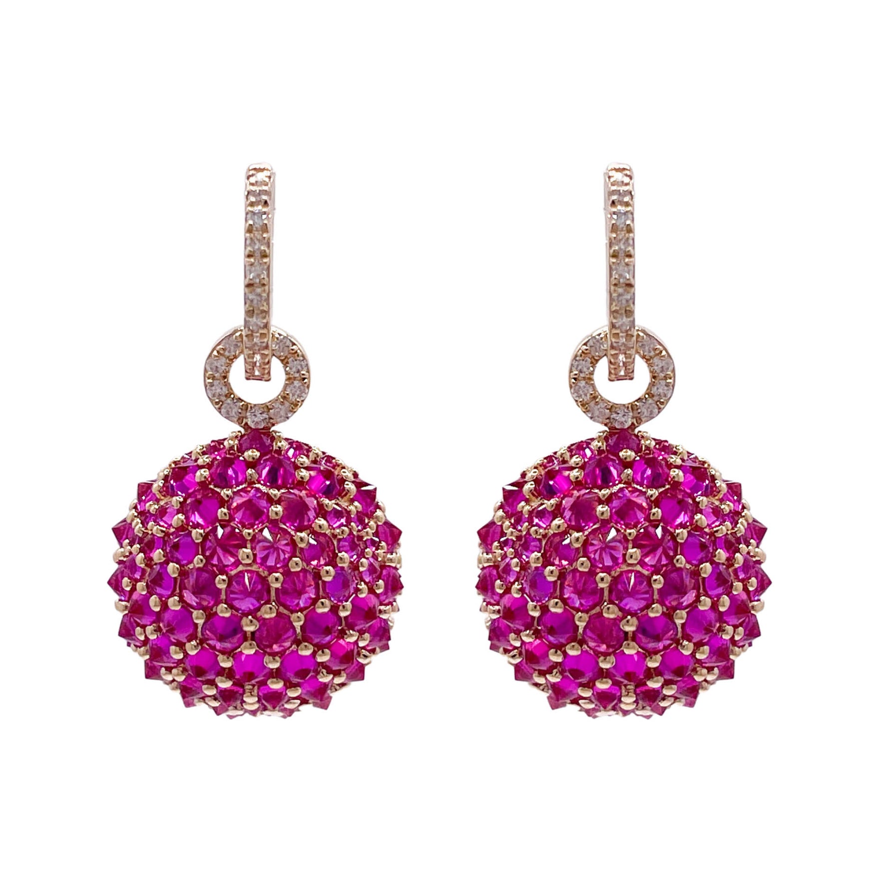 Jay Feder 14k Yellow Gold Ruby and Diamond Drop Dangle Earrings