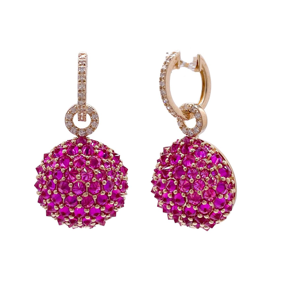 Jay Feder 14k Yellow Gold Ruby and Diamond Drop Dangle Earrings