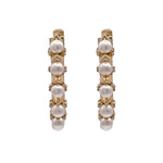 JAY FEDER 14K YELLOW GOLD PEARL DIAMOND HOOP EARRINGSJAY FEDER 14K YELLOW GOLD PEARL DIAMOND HOOP EARRINGS