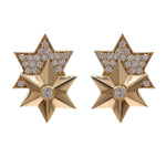 JAY FEDER 14K YELLOW GOLD DIAMOND DOUBLE STAR EARRINGS