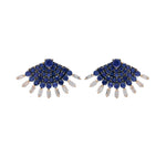 JAY FEDER 14K YELLOW GOLD SAPPHIRE AND DIAMOND FAN EARRINGS