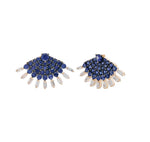 JAY FEDER 14K YELLOW GOLD SAPPHIRE AND DIAMOND FAN EARRINGS