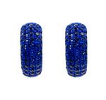 JAY FEDER 14K WHITE GOLD SAPPHIRE BLUE RHODIUM HUGGIE EARRINGS