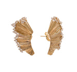 JAY FEDER 14K YELLOW GOLD DIAMOND FAN EARRINGS