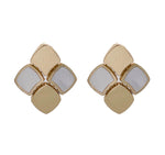 JAY FEDER 14K YELLOW GOLD MOTHER OF PEARL CHECKERED EARRINGS
