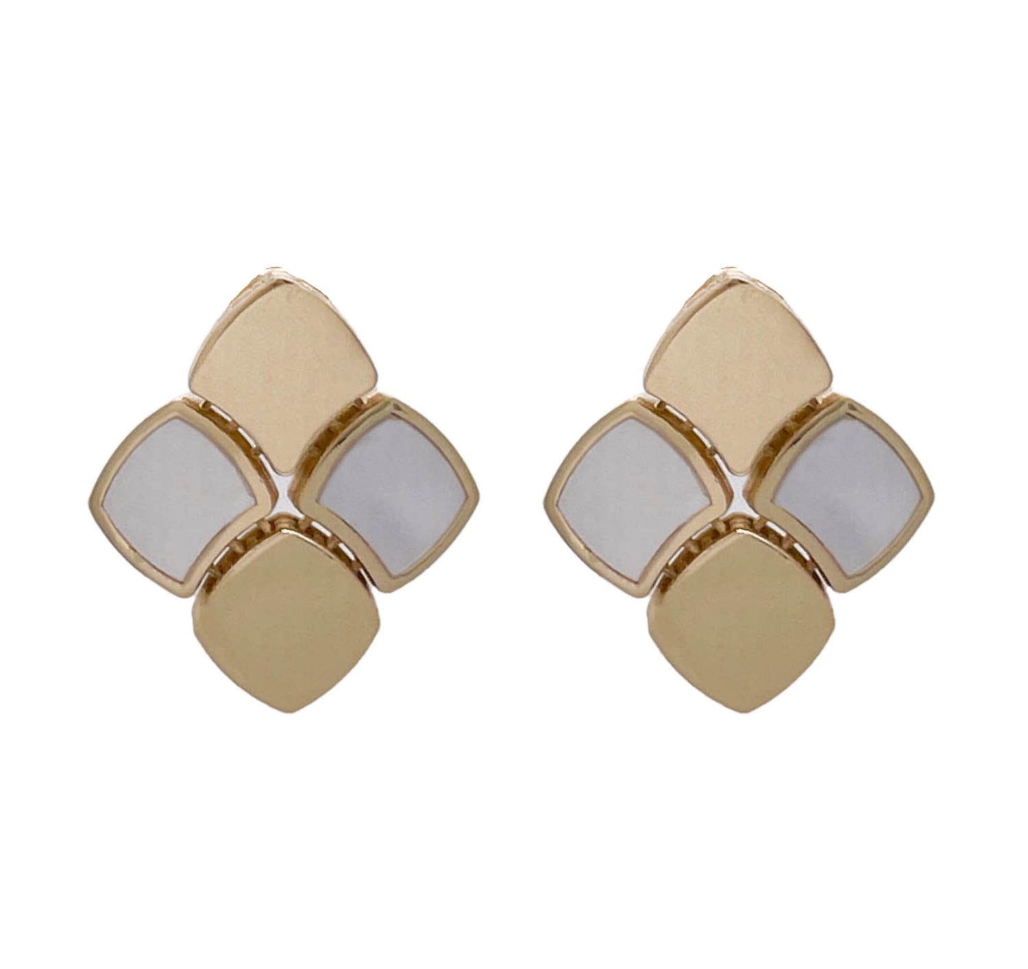 JAY FEDER 14K YELLOW GOLD MOTHER OF PEARL CHECKERED EARRINGS