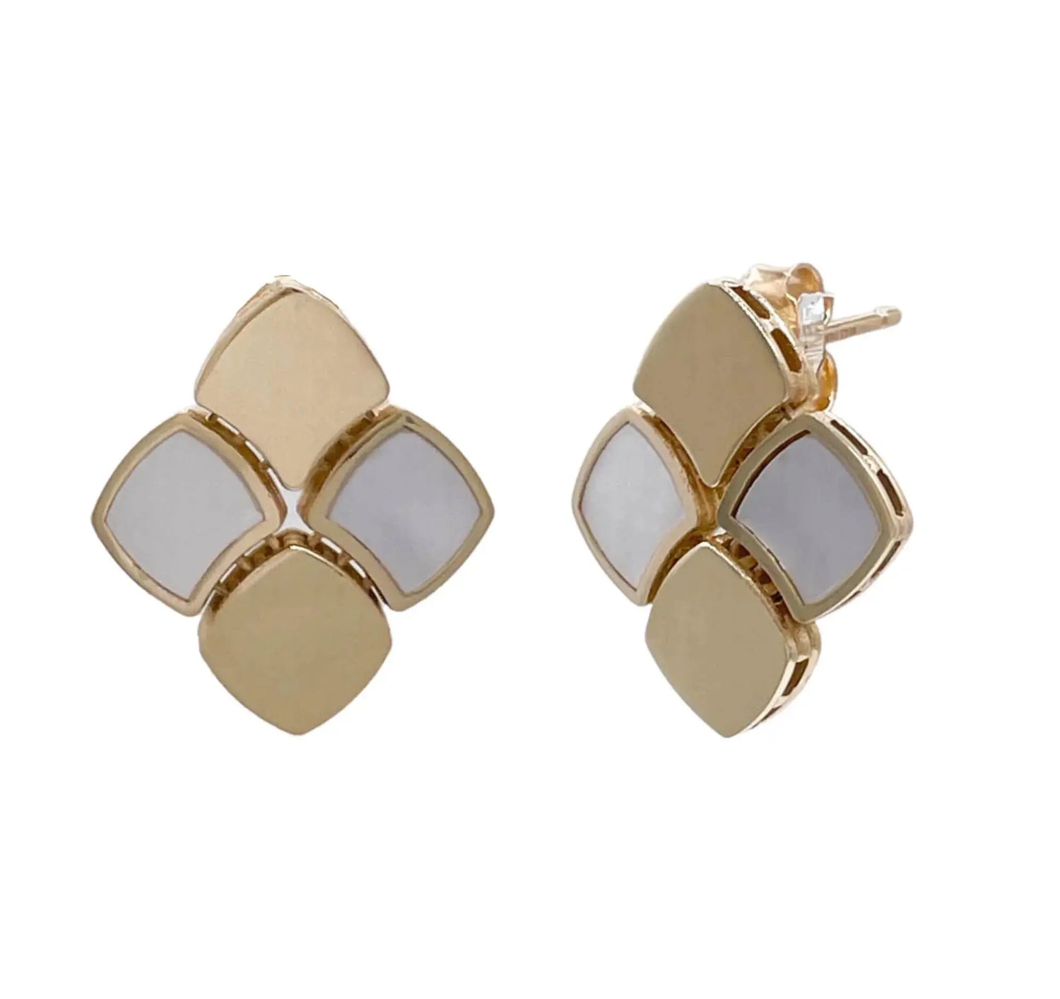 14k Yellow Gold Mother Of Pearl Stud Earrings - Jay Feder Jewelers