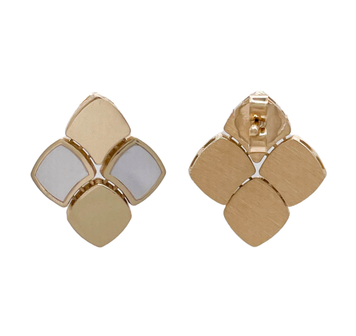 JAY FEDER 14K YELLOW GOLD MOTHER OF PEARL CHECKERED EARRINGS