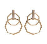 JAY FEDER 14K YELLOW GOLD DIAMOND OCTAGON DROP EARRINGS