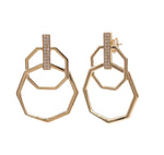 JAY FEDER 14K YELLOW GOLD DIAMOND OCTAGON DROP EARRINGS