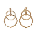 JAY FEDER 14K YELLOW GOLD DIAMOND OCTAGON DROP EARRINGS