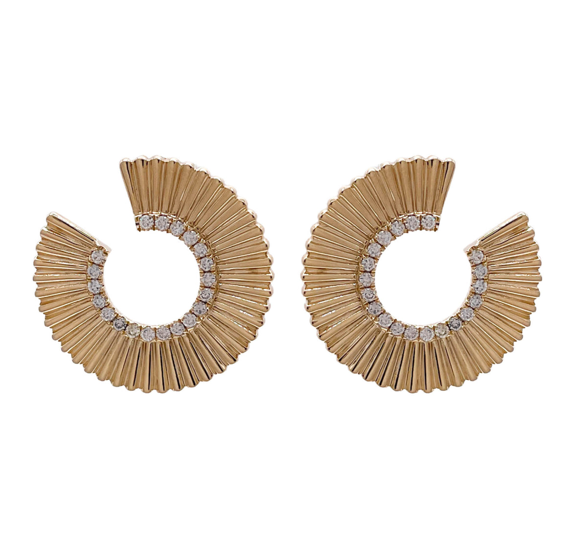 JAY FEDER 14K YELLOW GOLD DIAMOND C SHAPE EARRINGS