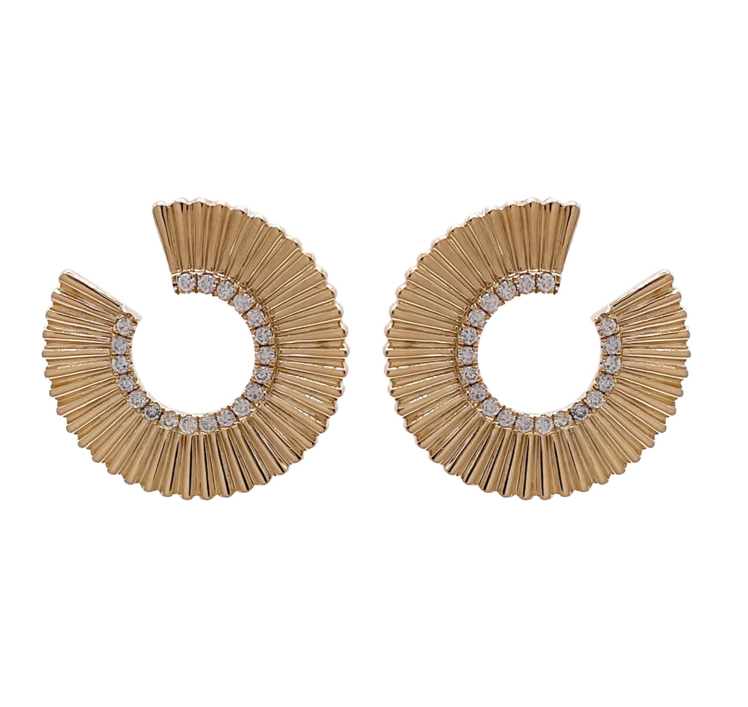 JAY FEDER 14K YELLOW GOLD DIAMOND C SHAPE EARRINGS