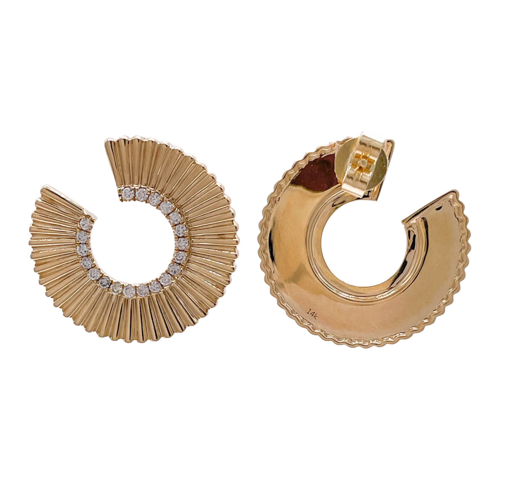 JAY FEDER 14K YELLOW GOLD DIAMOND C SHAPE EARRINGS