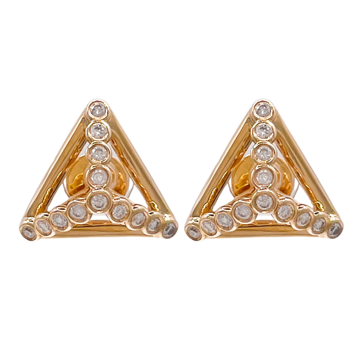 Jay Feder 14k Yellow Gold Diamond Triangle Stud Earrings