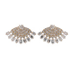 Jay Feder 14k Yellow Gold Diamond Fan Earrings 