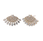 Jay Feder 14k Yellow Gold Diamond Fan Earrings 