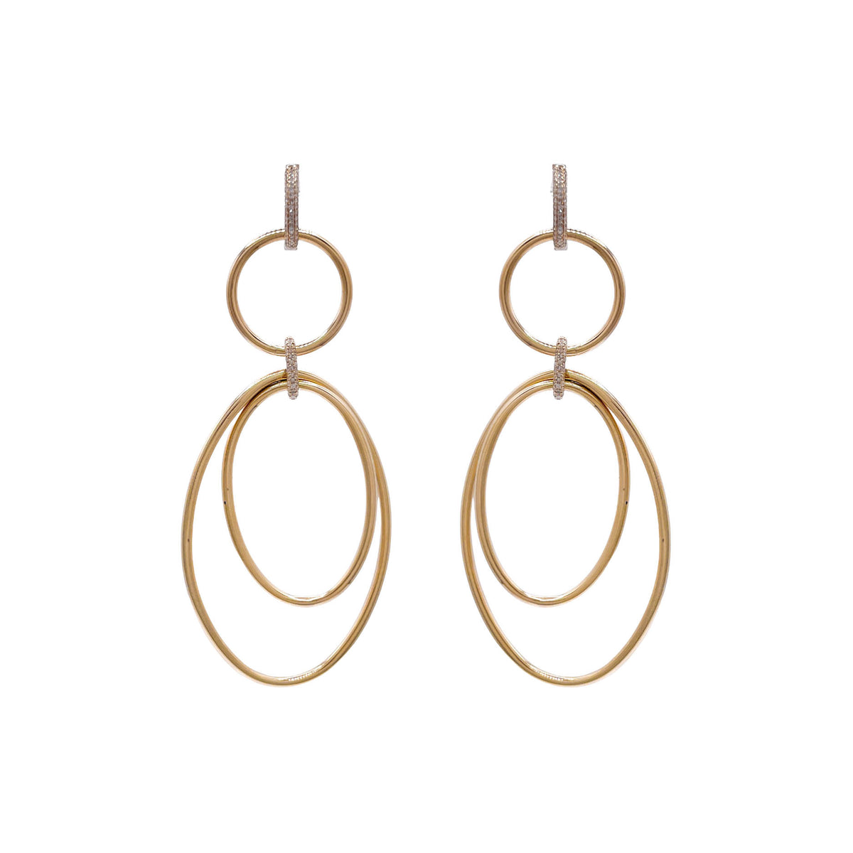 Jay Feder 14k Yellow Gold Diamond Large Ovals Drop Dangle Earrings