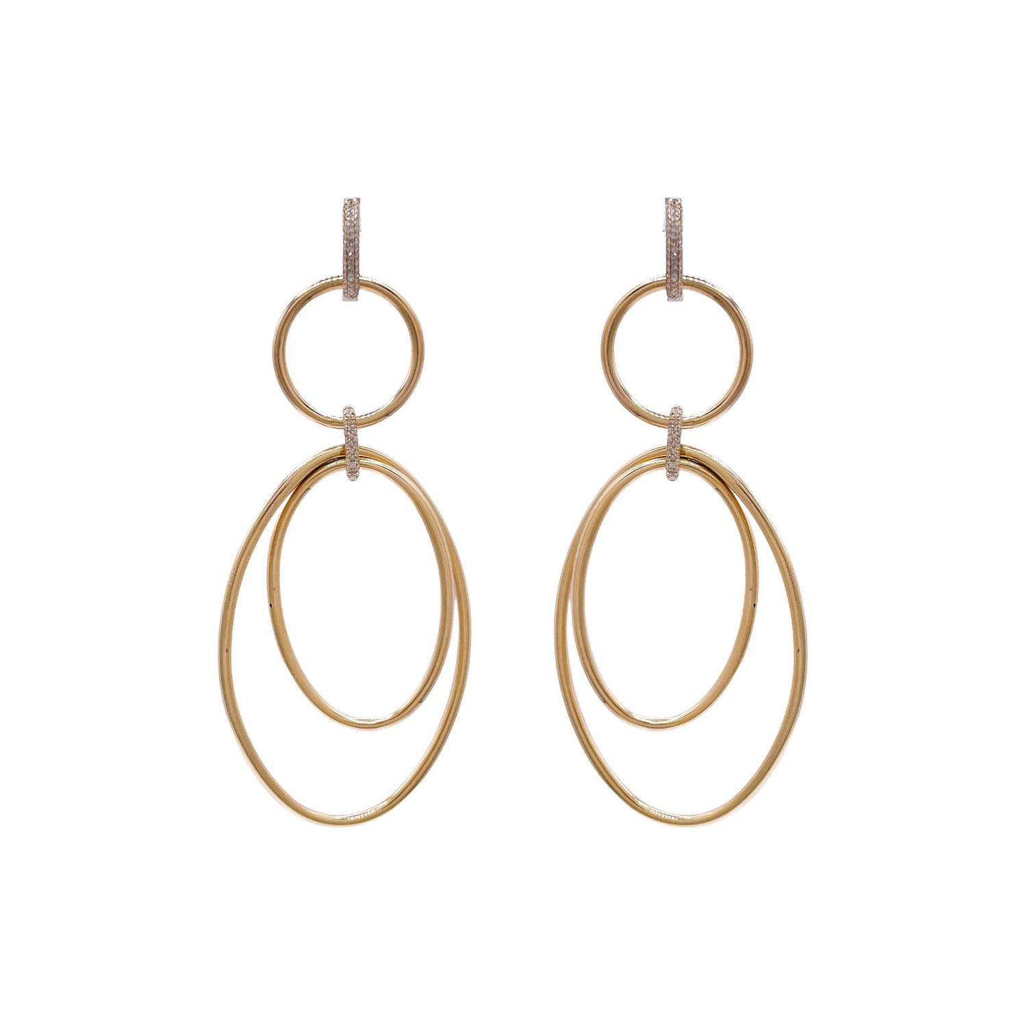 Jay Feder 14k Yellow Gold Diamond Large Ovals Drop Dangle Earrings