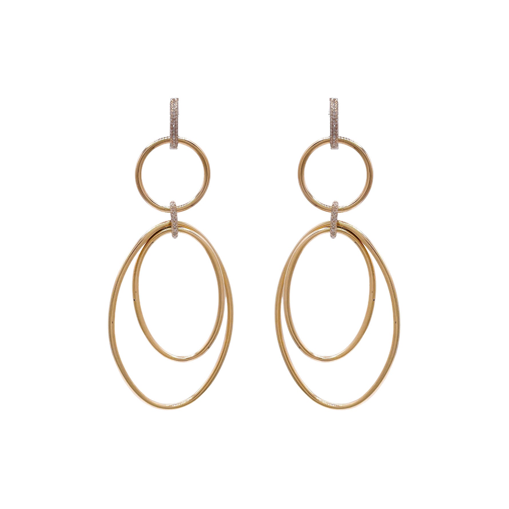 Jay Feder 14k Yellow Gold Diamond Large Ovals Drop Dangle Earrings