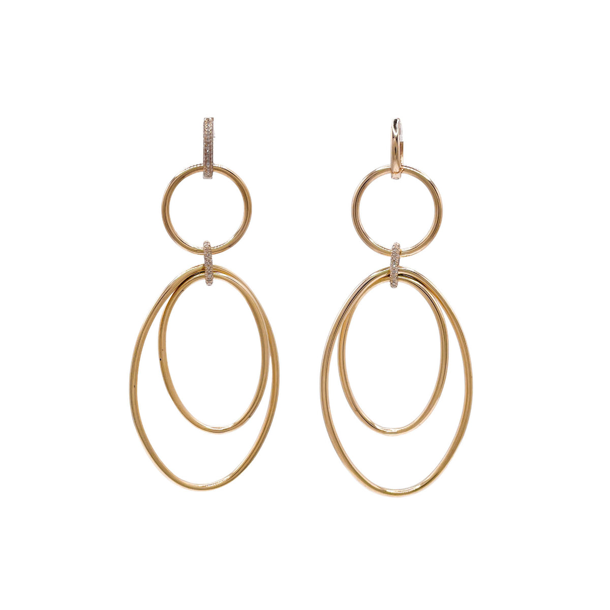 Jay Feder 14k Yellow Gold Diamond Large Ovals Drop Dangle Earrings