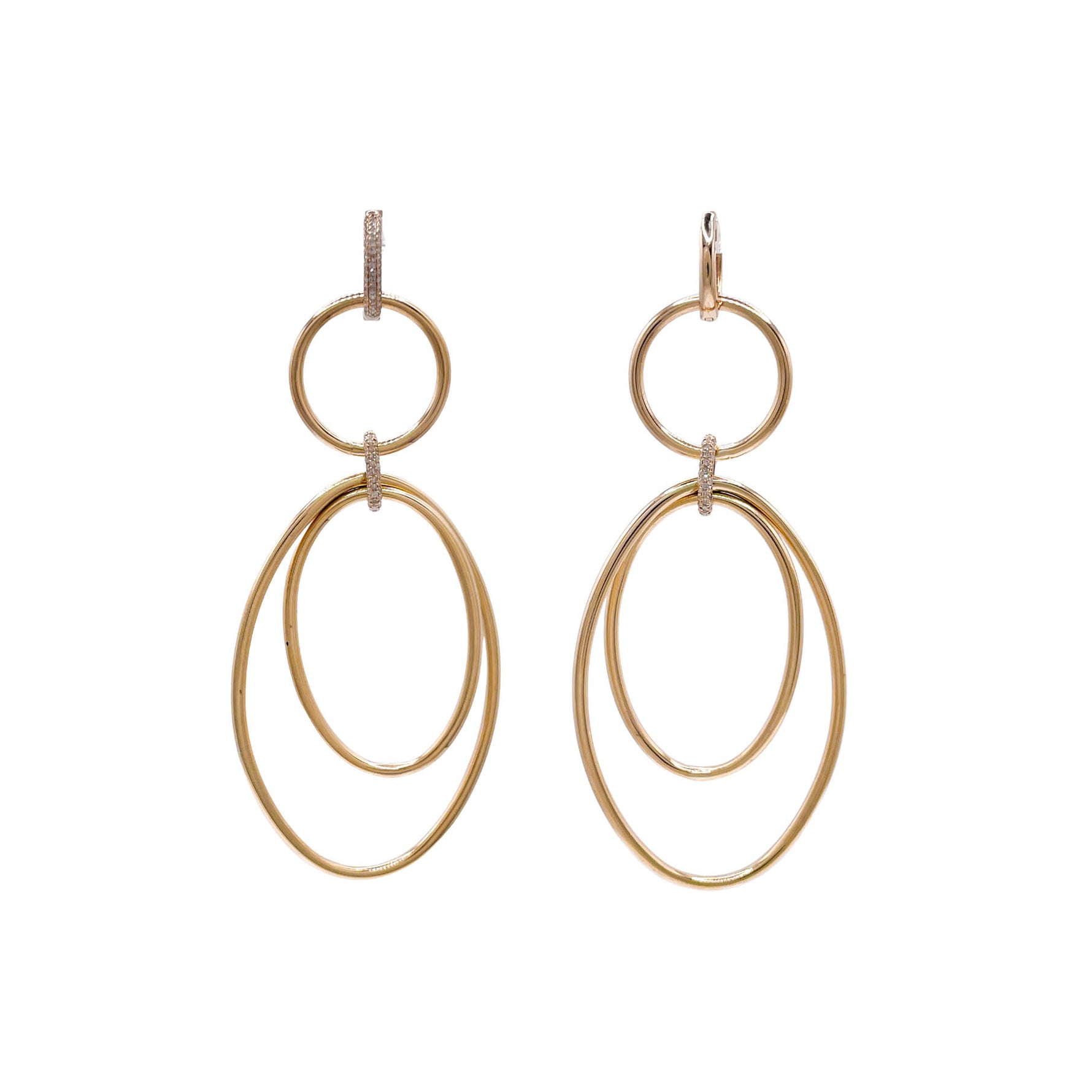 Jay Feder 14k Yellow Gold Diamond Large Ovals Drop Dangle Earrings