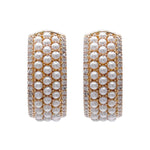 Jay Feder 14k Yellow Gold Pearl and Diamond Huggie Earrings