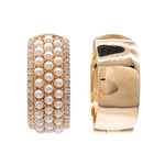Jay Feder 14k Yellow Gold Pearl and Diamond Huggie Earrings