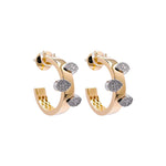 Jay Feder 14k Two Tone Gold Diamond Cluster Open Hoop Earrings