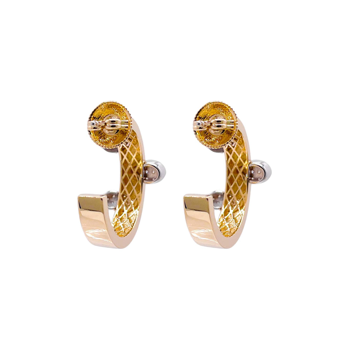 Jay Feder 14k Two Tone Gold Diamond Cluster Open Hoop Earrings