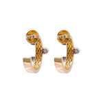 Jay Feder 14k Two Tone Gold Diamond Cluster Open Hoop Earrings