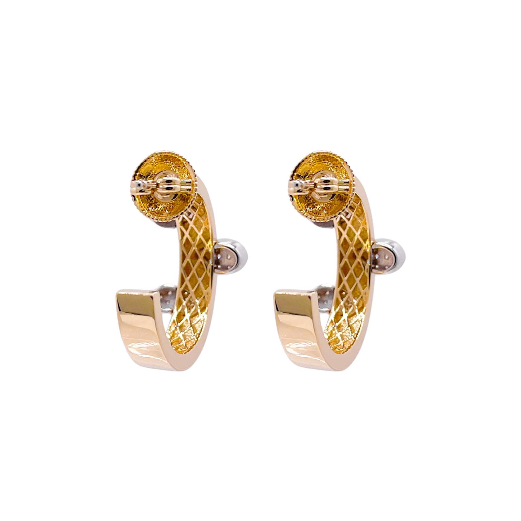 Jay Feder 14k Two Tone Gold Diamond Cluster Open Hoop Earrings